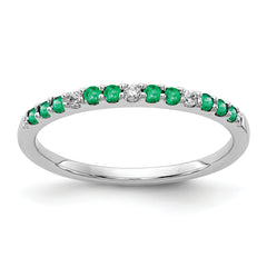 14k White Gold Diamond and Emerald Band