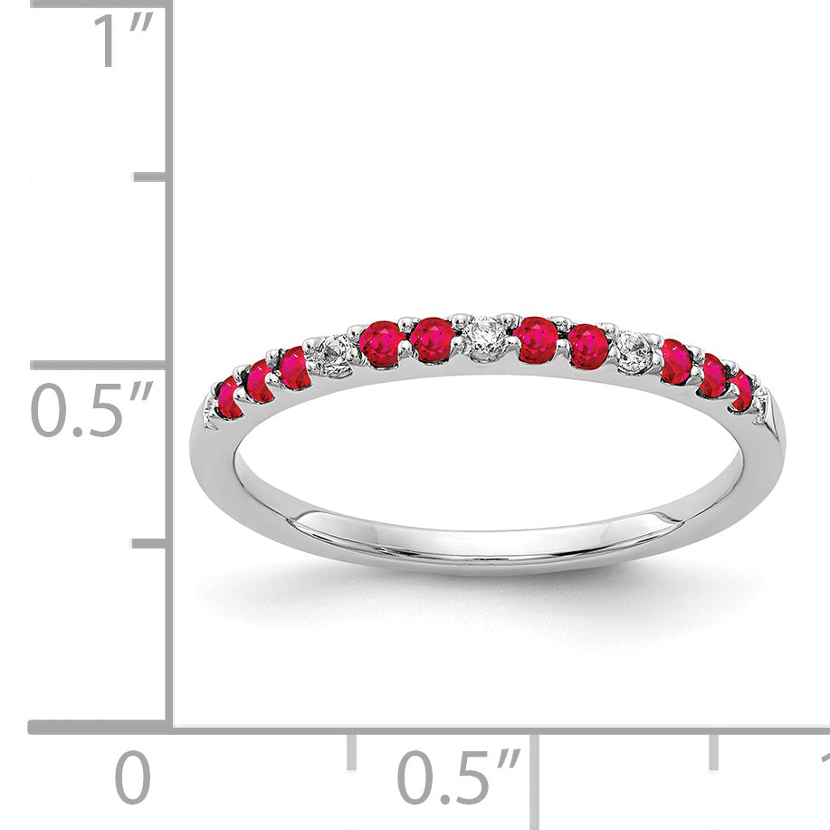 14k White Gold Diamond and Ruby Band