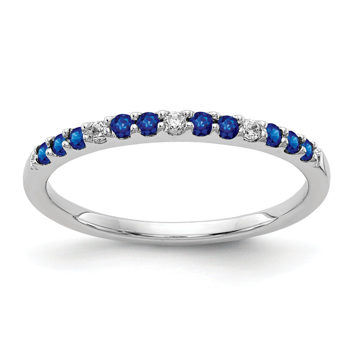 10k White Gold Diamond and Sapphire Band