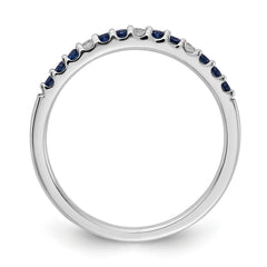 14k White Gold Diamond and Sapphire Band