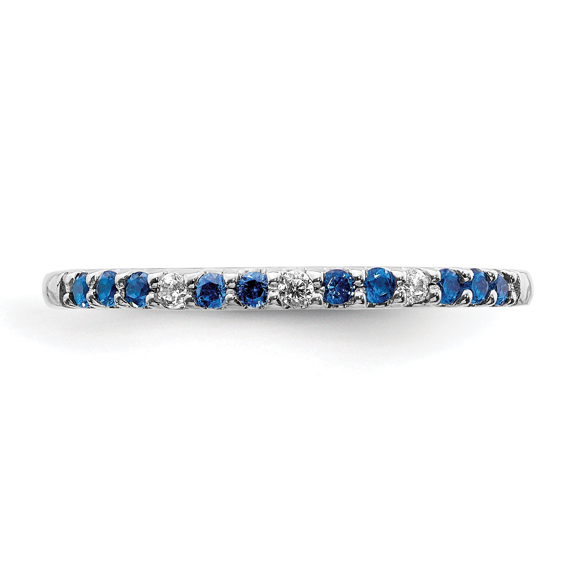 14k White Gold Diamond and Sapphire Band