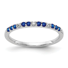 14k White Gold Diamond and Sapphire Band