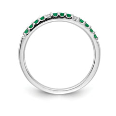 14k White Gold Diamond and Emerald Band