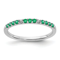 14k White Gold Diamond and Emerald Band