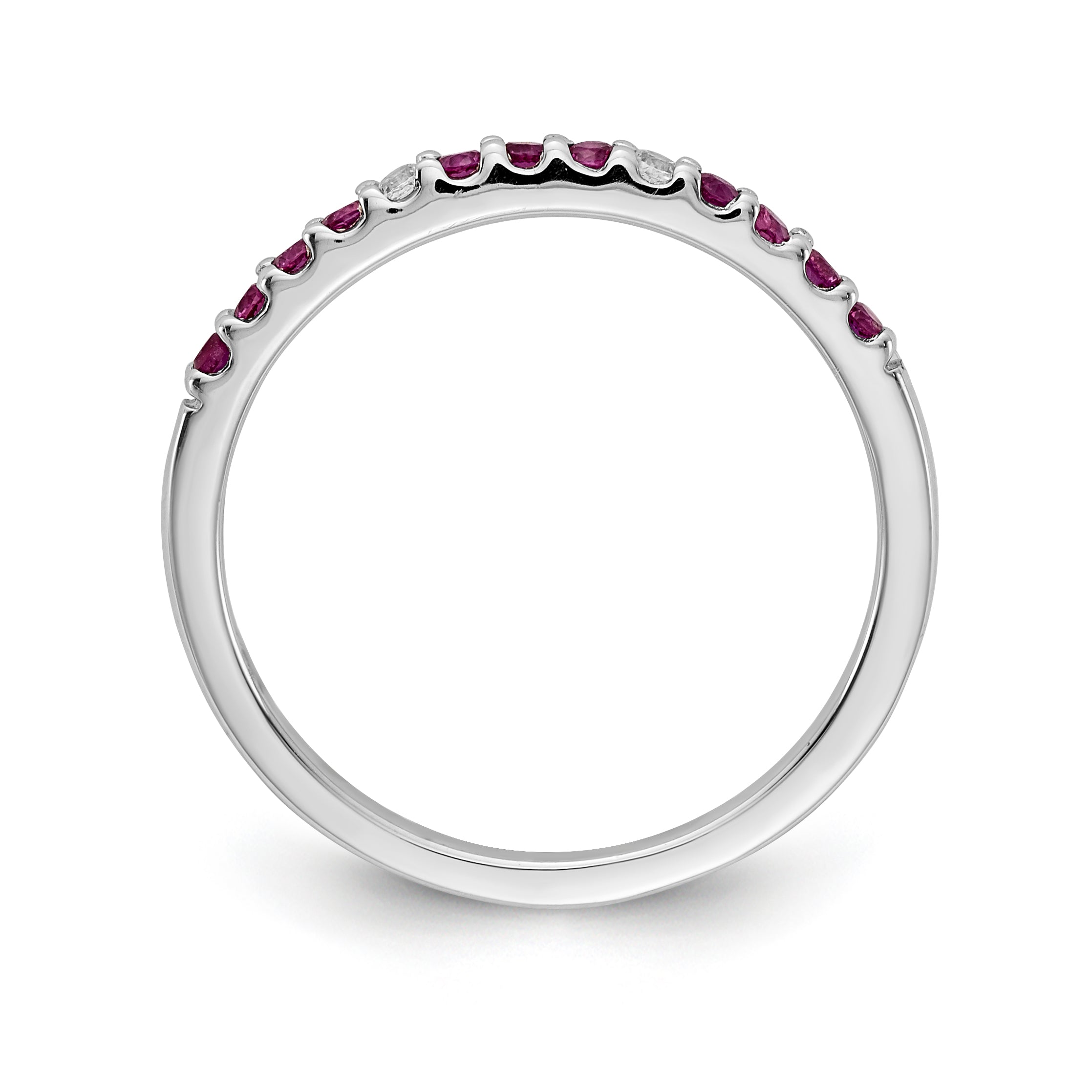 14k White Gold Diamond and Ruby Band