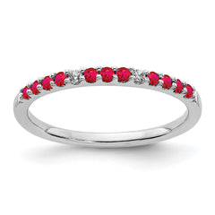 14k White Gold Diamond and Ruby Band