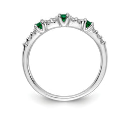 14k White Gold Diamond and Emerald 3-Stone Ring