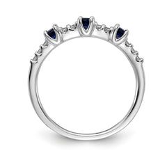 14k White Gold Diamond and Sapphire 3-Stone Ring