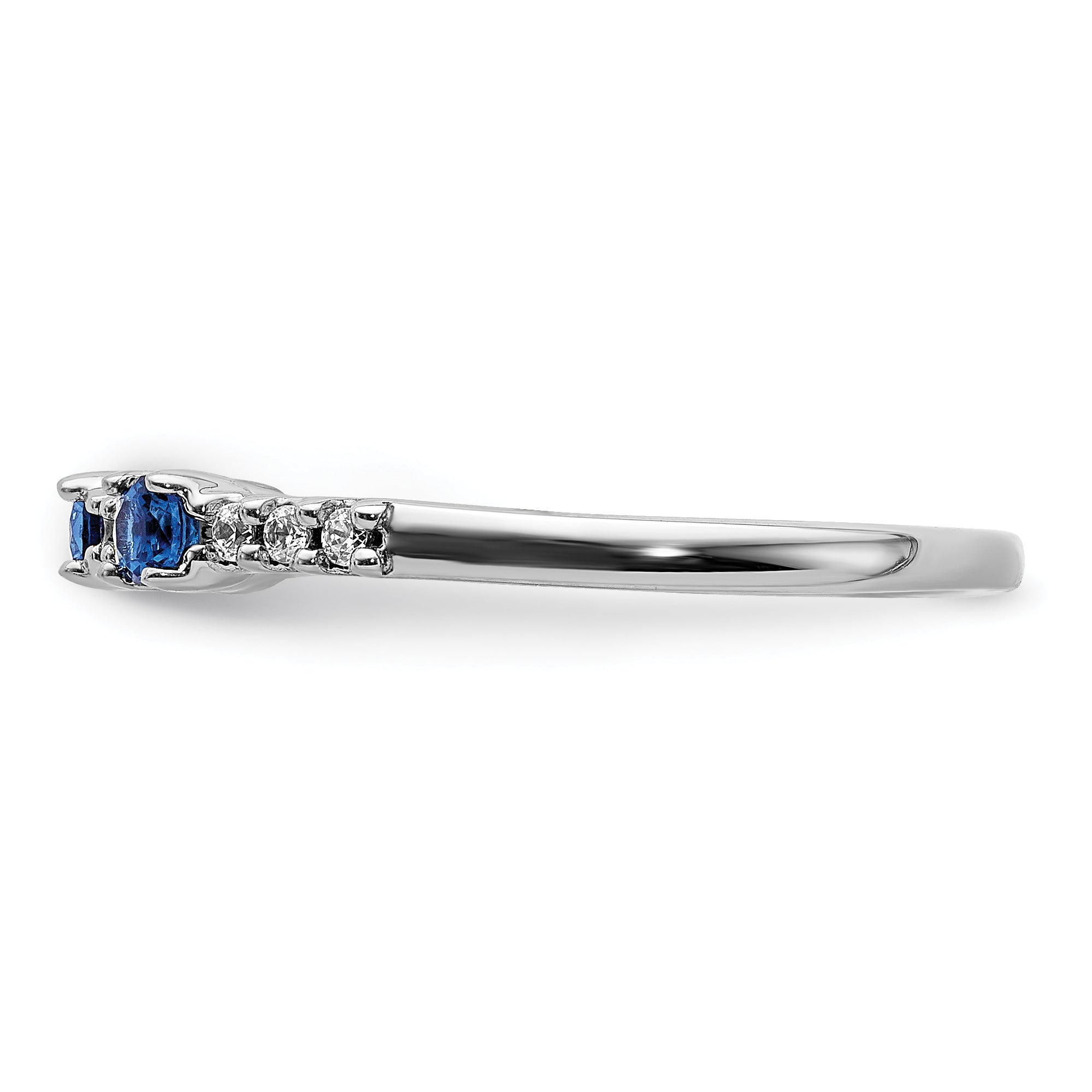 14k White Gold Diamond and Sapphire 3-Stone Ring