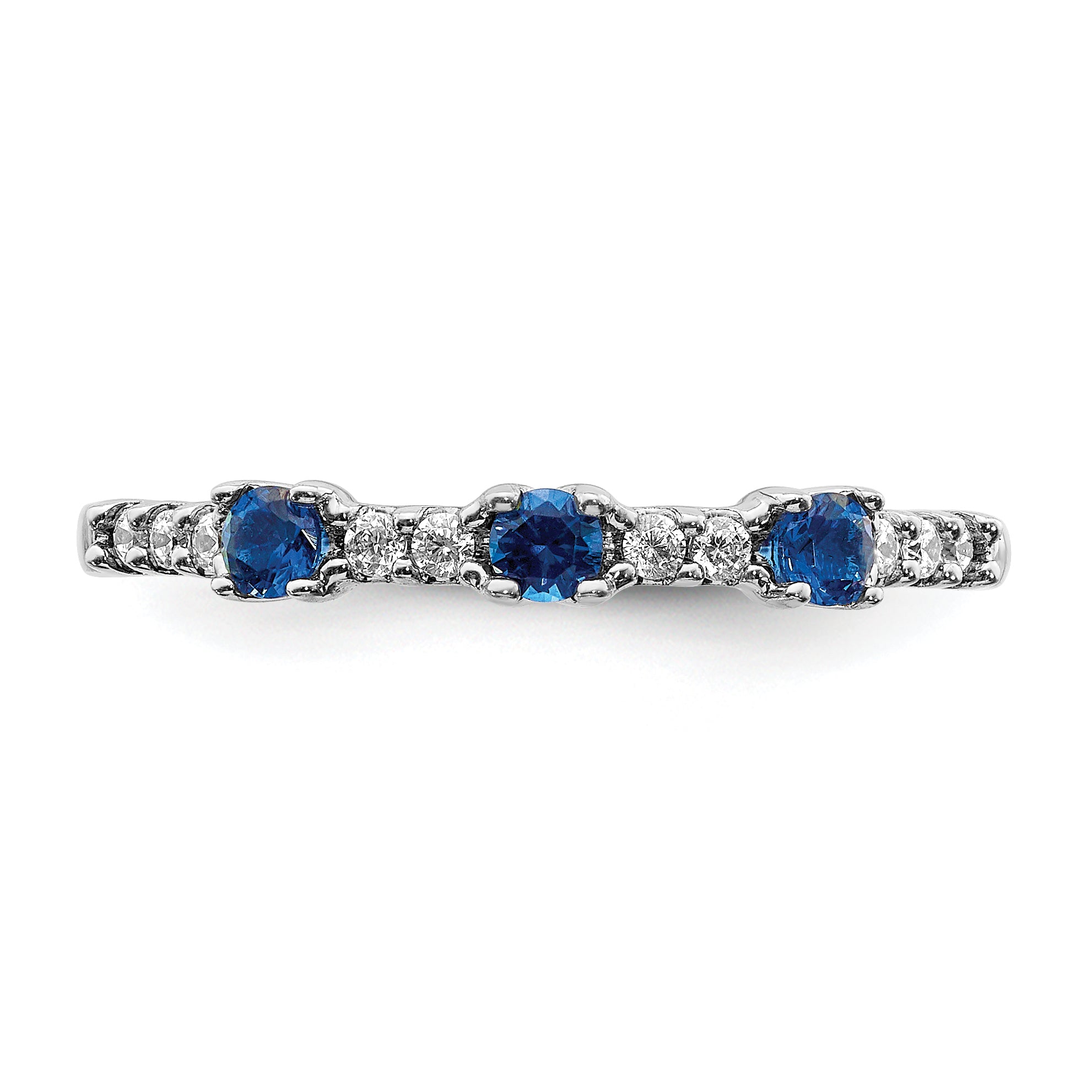 14k White Gold Diamond and Sapphire 3-Stone Ring