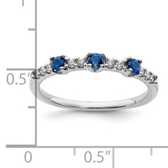 14k White Gold Diamond and Sapphire 3-Stone Ring