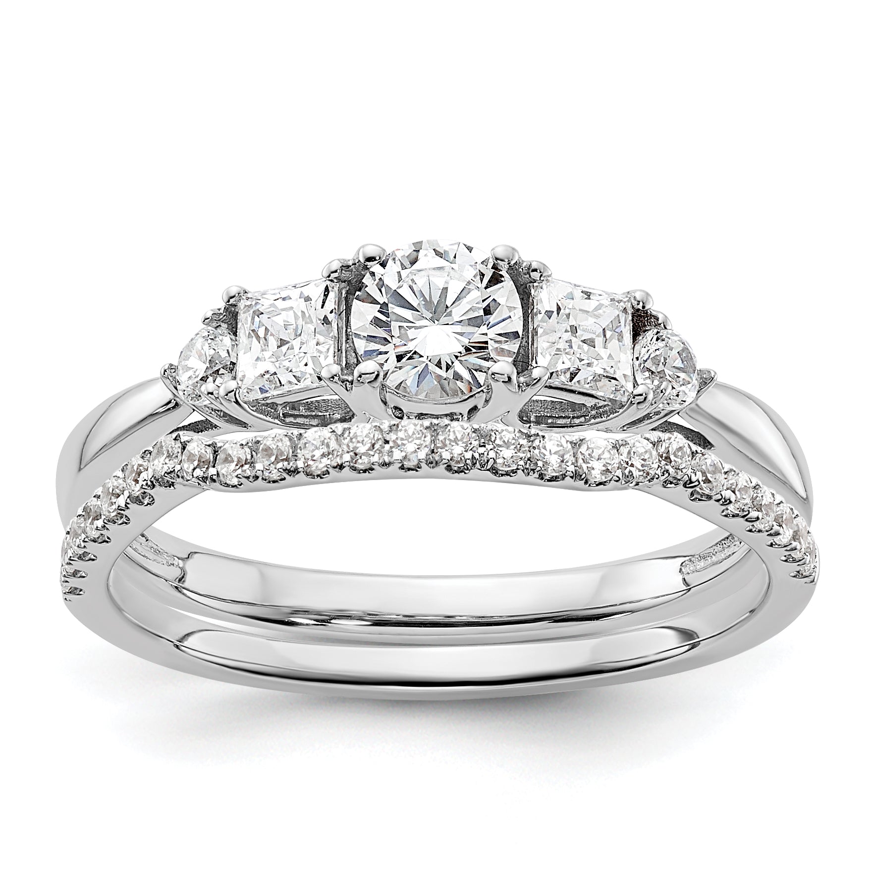 14K White Gold Lab Grown Diamond VS/SI GH, 5-Stone Complete Eng Ring