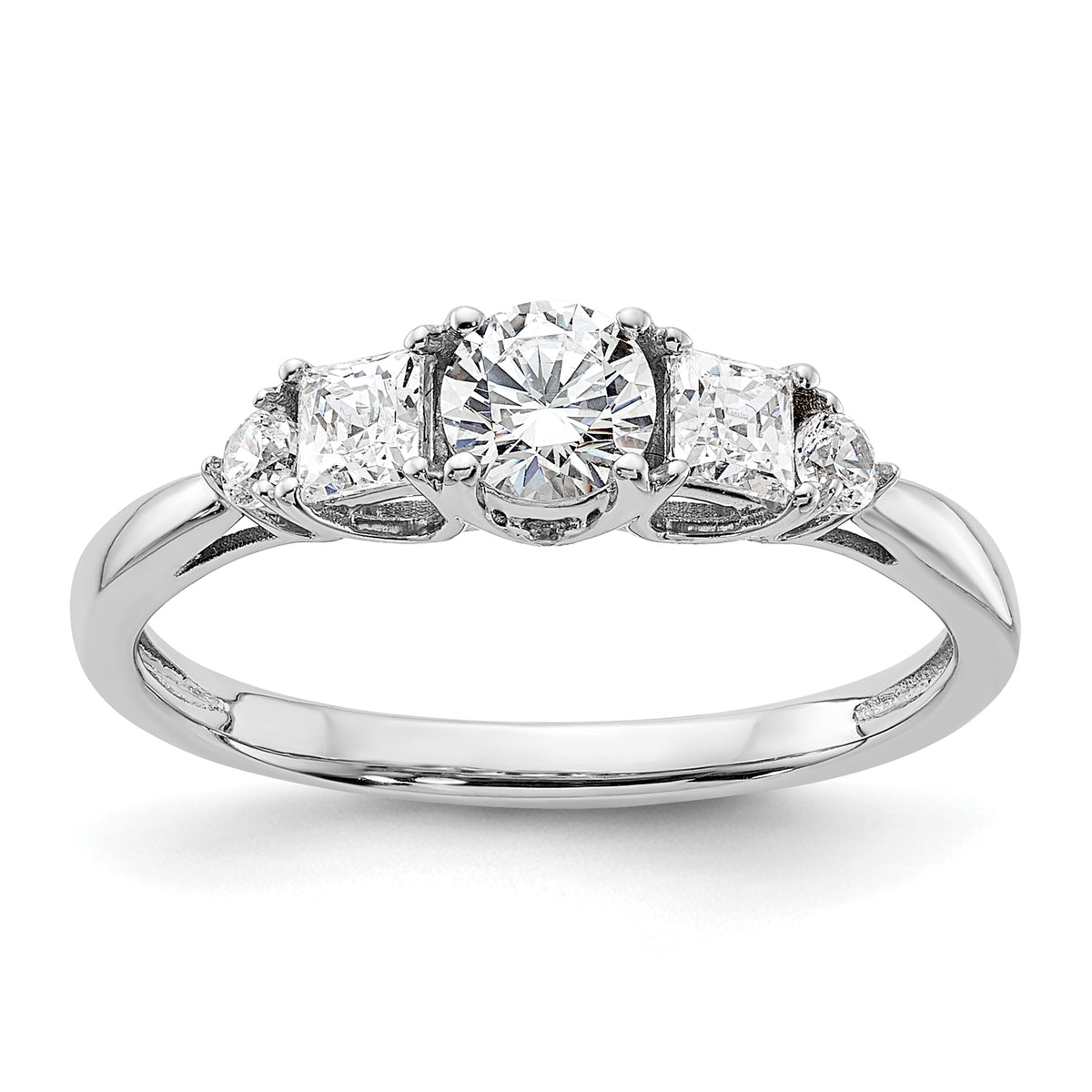 14K White Gold Lab Grown Diamond VS/SI GH, 5-Stone Complete Eng Ring