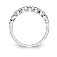 14k White Gold Diamond and Emerald Polished Ring