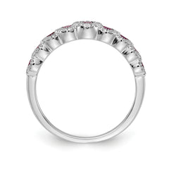 14k White Gold Diamond and Ruby Polished Ring