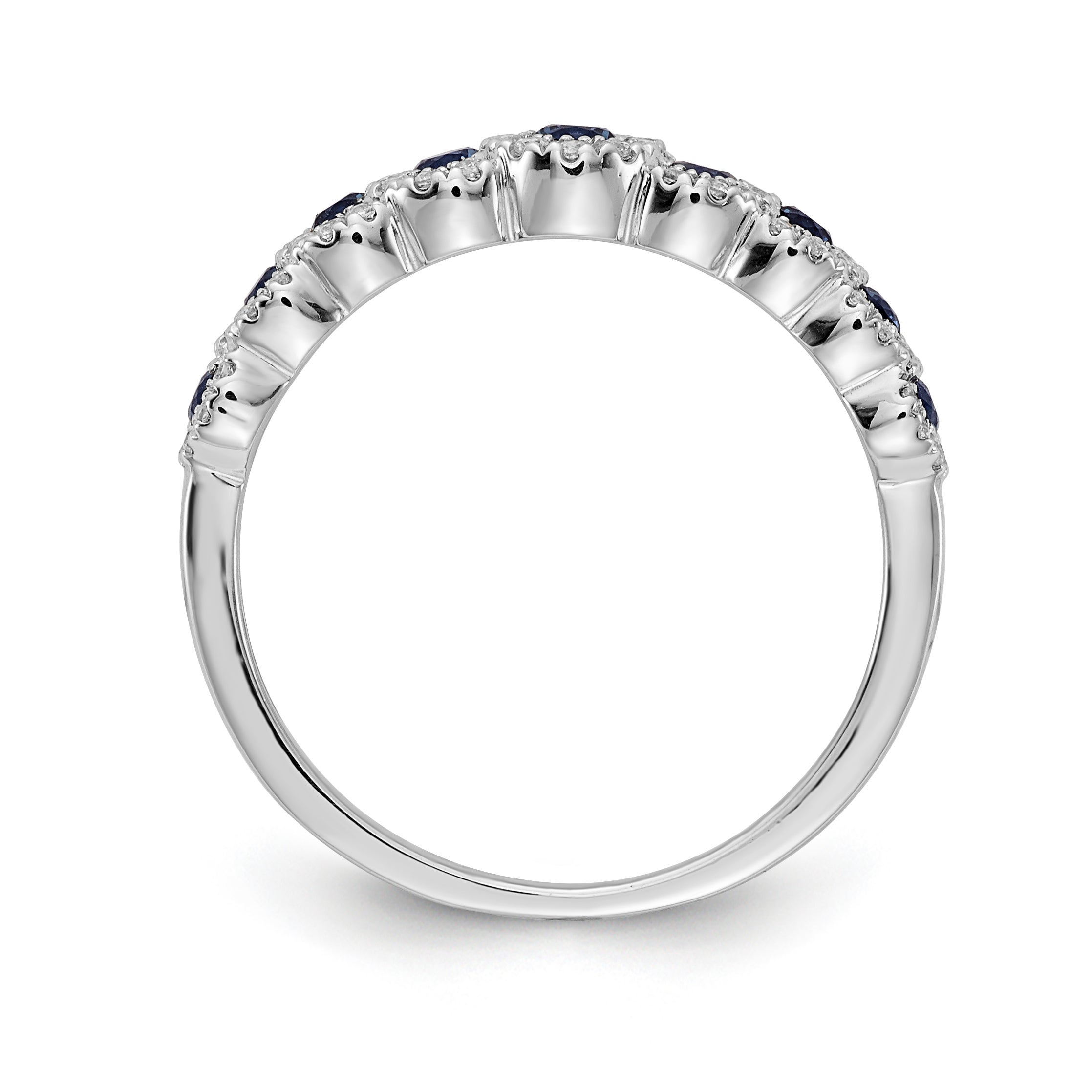 14k White Gold Diamond and Sapphire Polished Ring