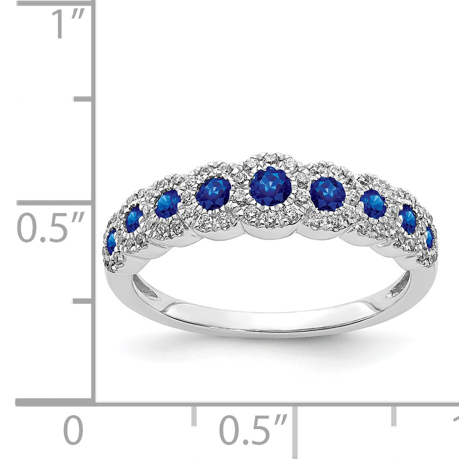 14k White Gold Diamond and Sapphire Polished Ring