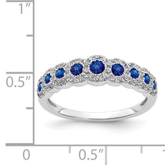 14k White Gold Diamond and Sapphire Polished Ring