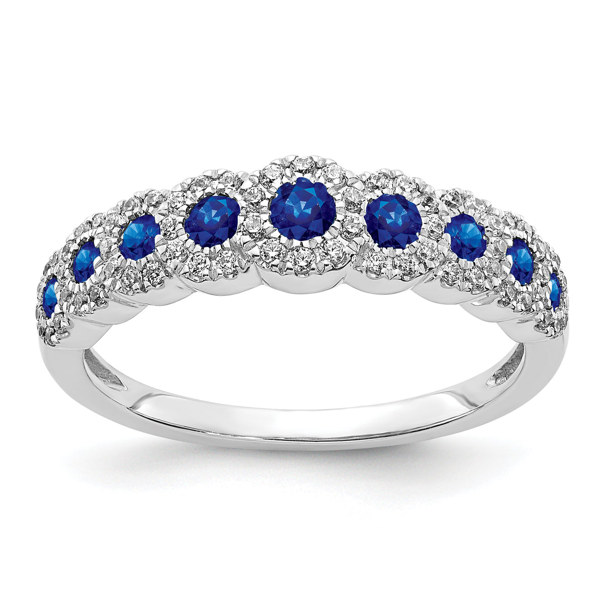 14k White Gold Diamond and Sapphire Polished Ring