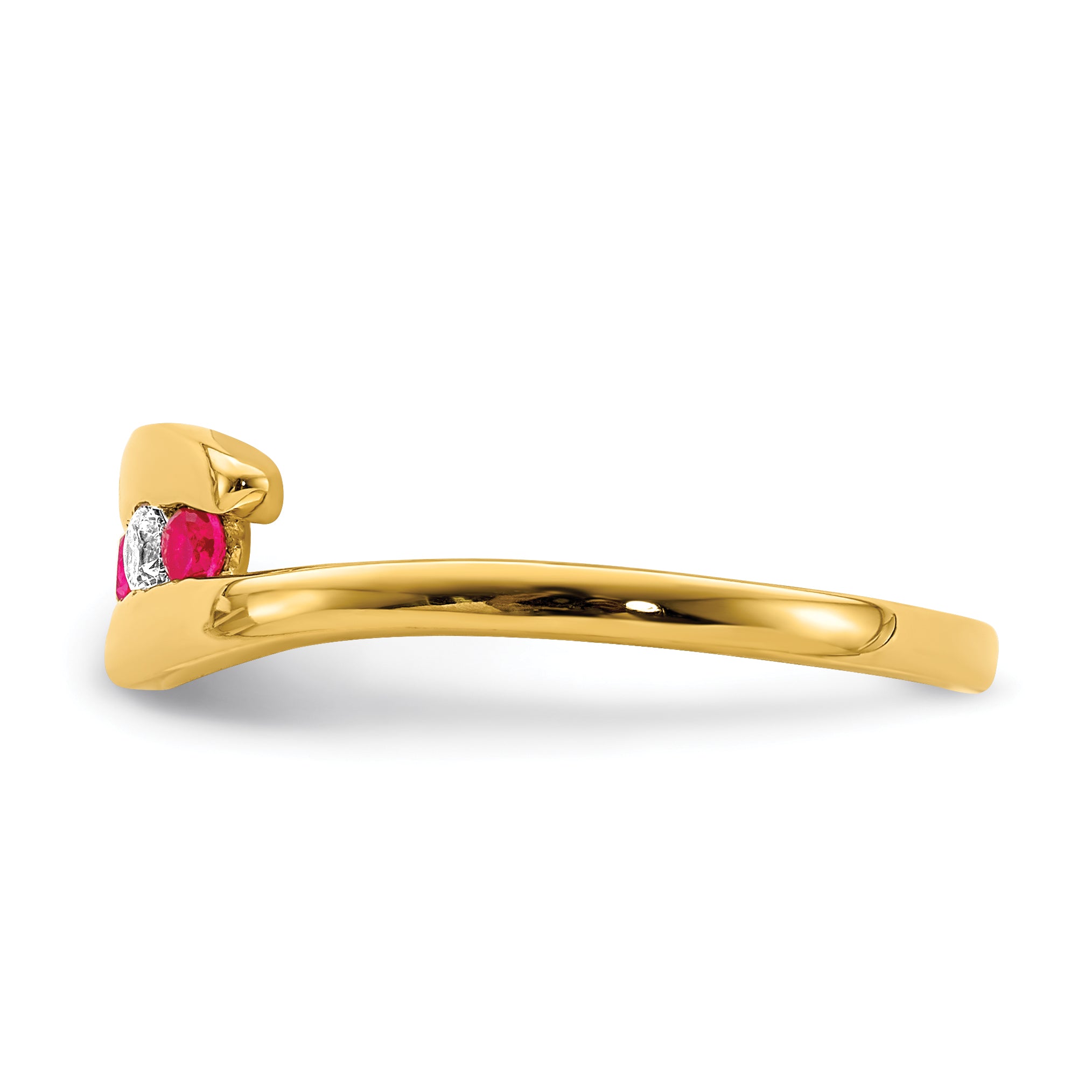 14k Ruby and Diamond 3-stone Ring