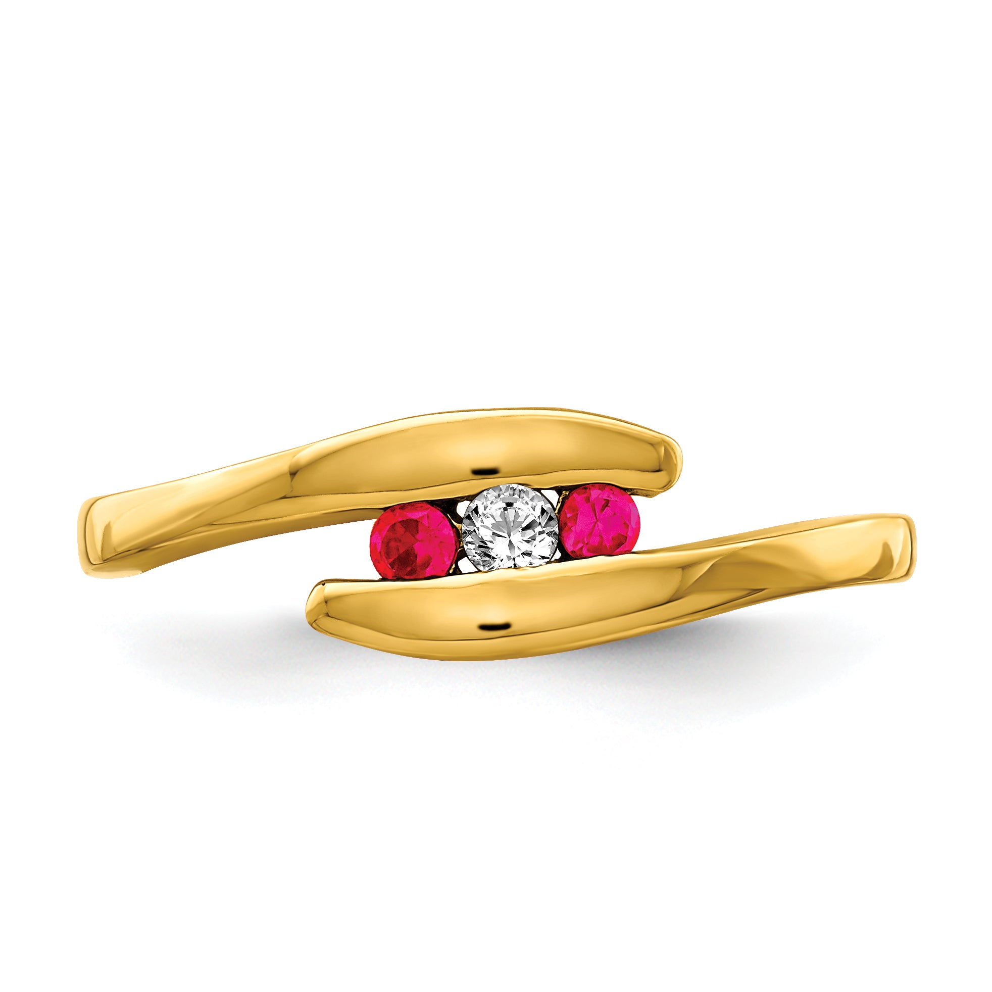 14k Ruby and Diamond 3-stone Ring