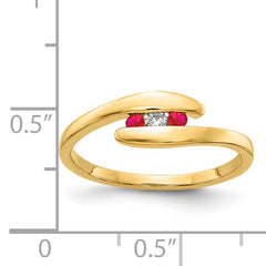 14k Ruby and Diamond 3-stone Ring