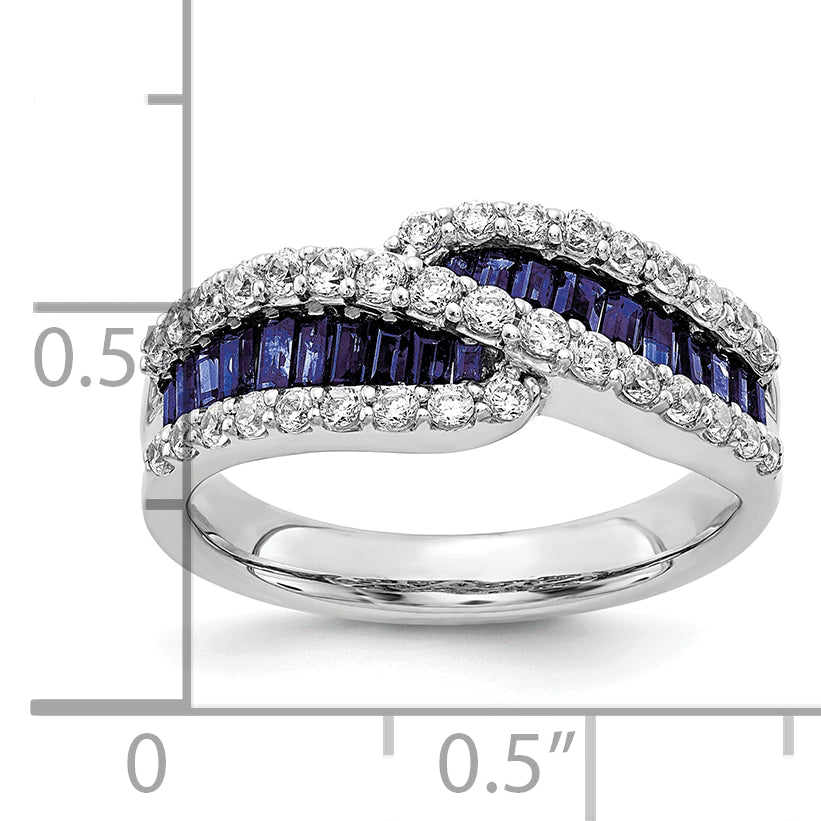 14K White Gold Lab Grown Diamond and Natural Sapphire Ring