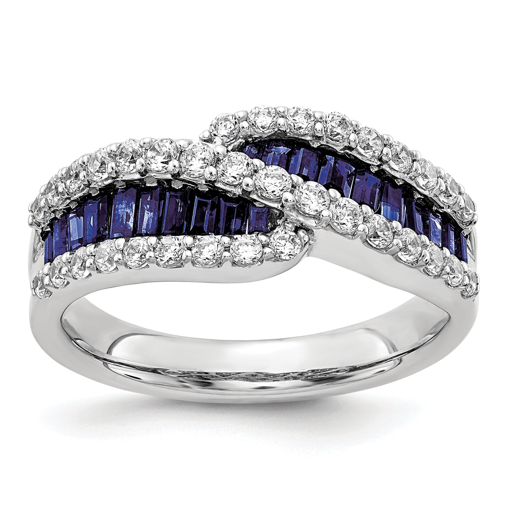 14K White Gold Lab Grown Diamond and Natural Sapphire Ring