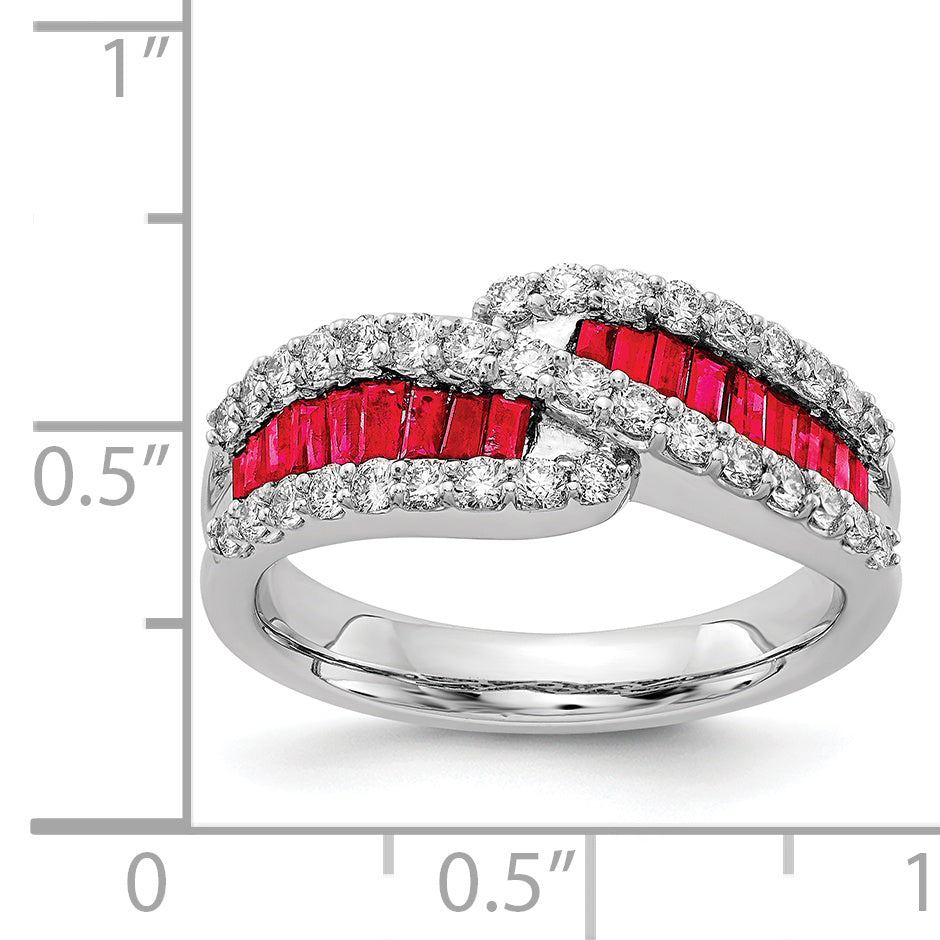 14k White Gold Ruby Diamond Ring