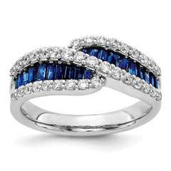 14k White Gold Sapphire Diamond Ring