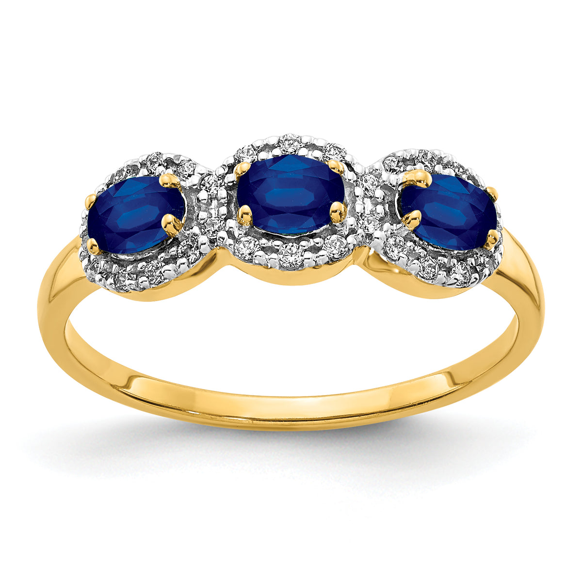 14k Sapphire and Diamond 3-Stone Ring