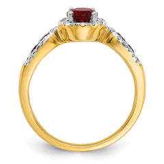 14K Lab Grown Diamond and Oval Created Ruby Ring