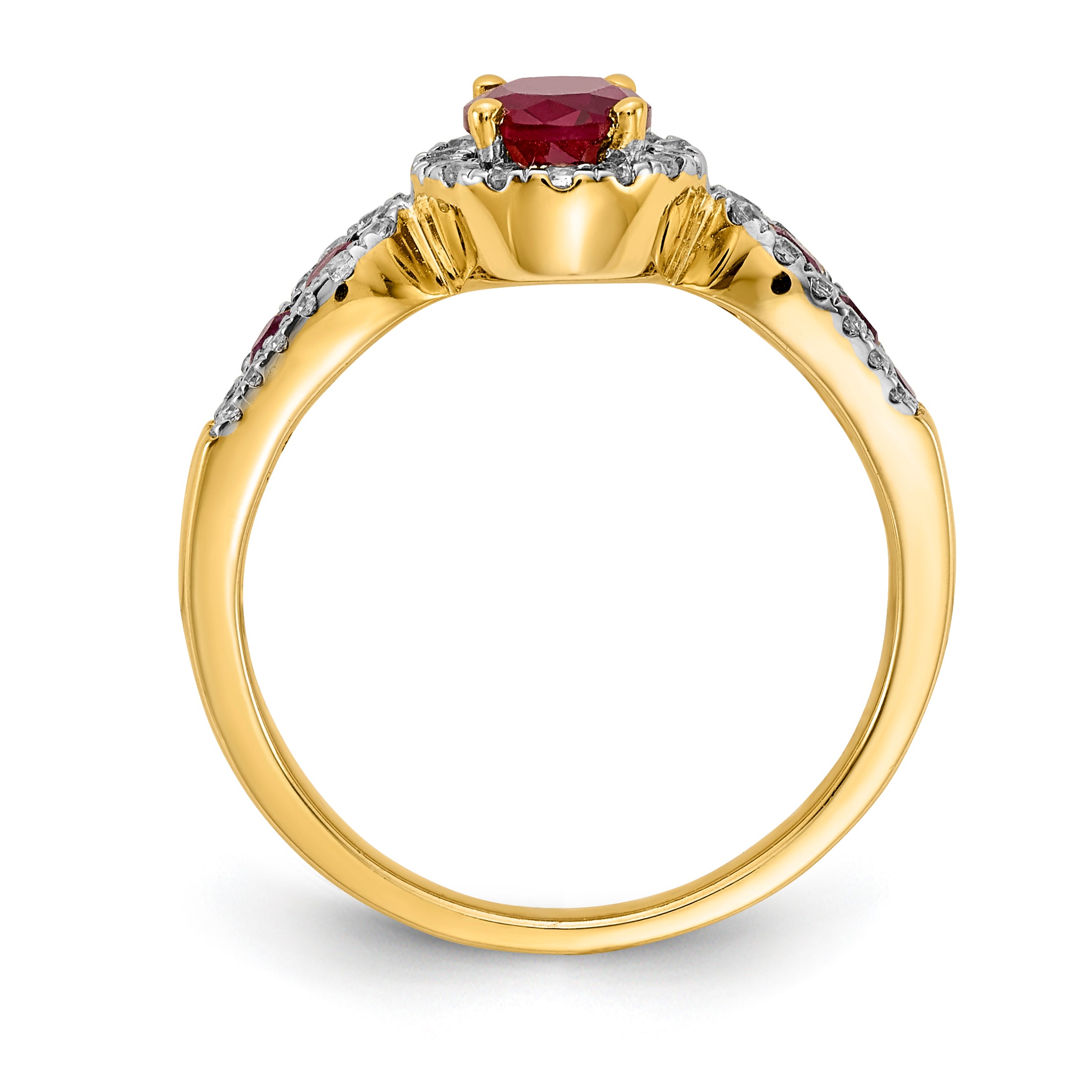 14k Diamond and Oval Ruby Ring