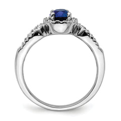 14k White Gold Diamond and Oval Sapphire Ring