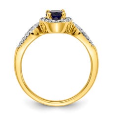 14k Diamond and Oval Sapphire Ring