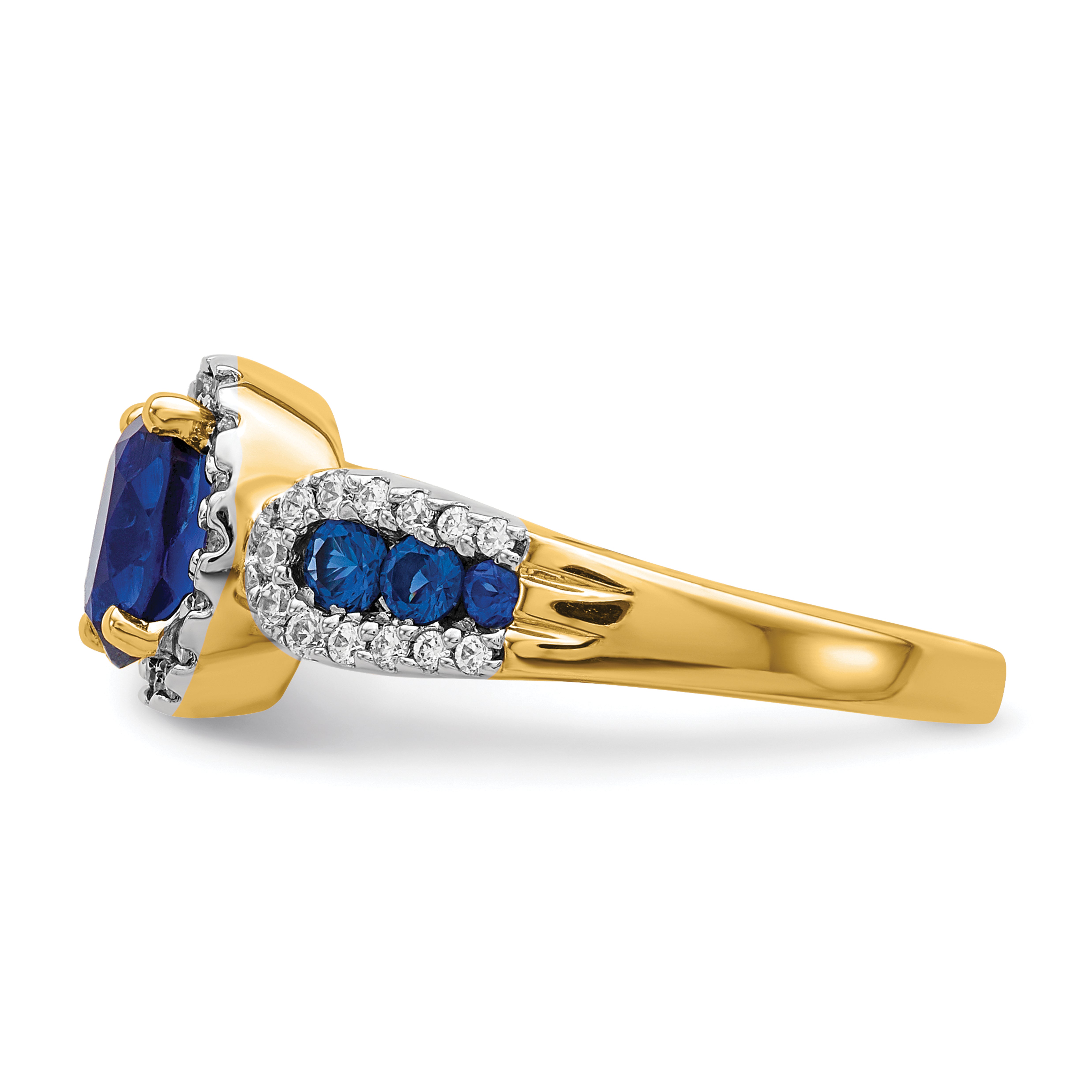 14k Diamond and Oval Sapphire Ring