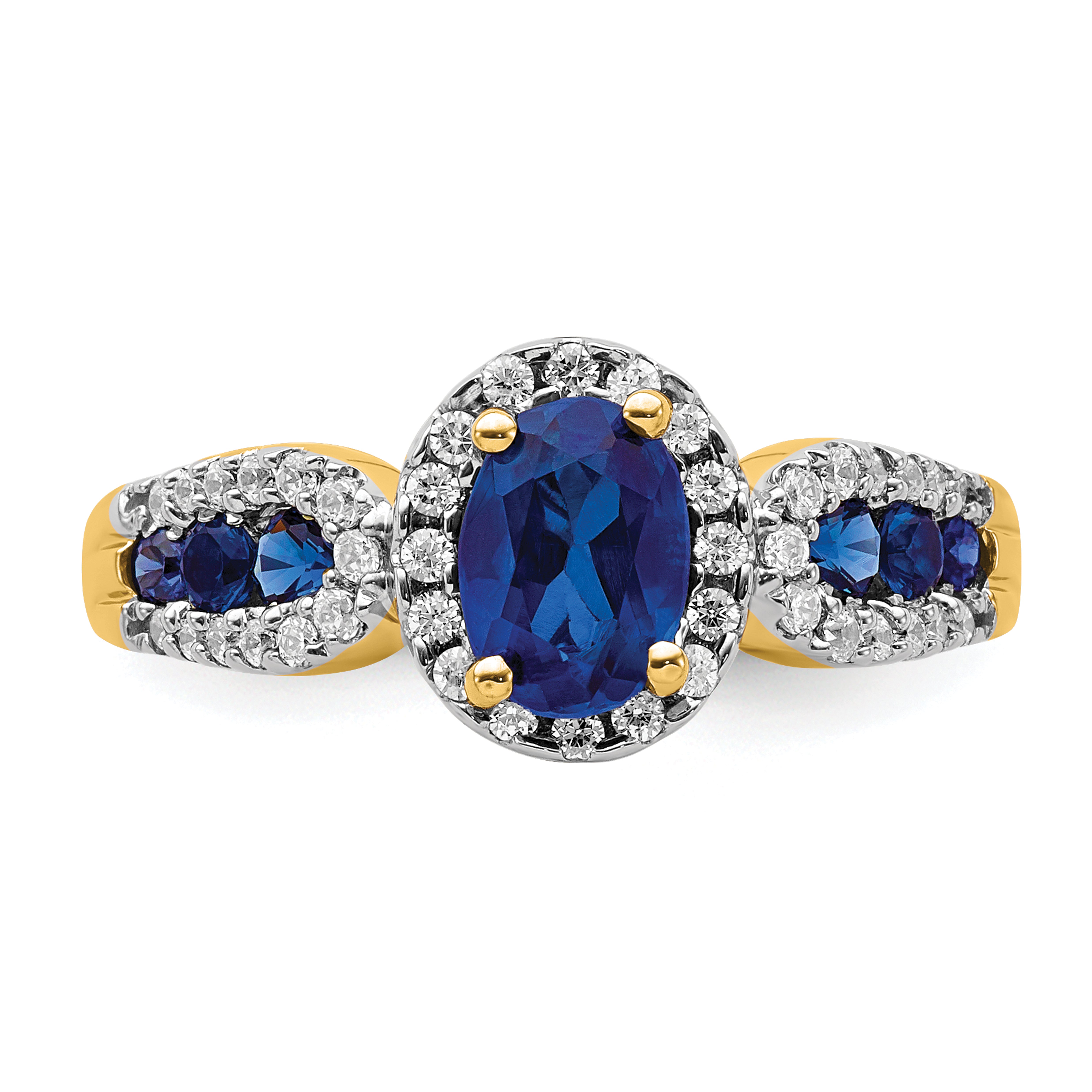 14k Diamond and Oval Sapphire Ring