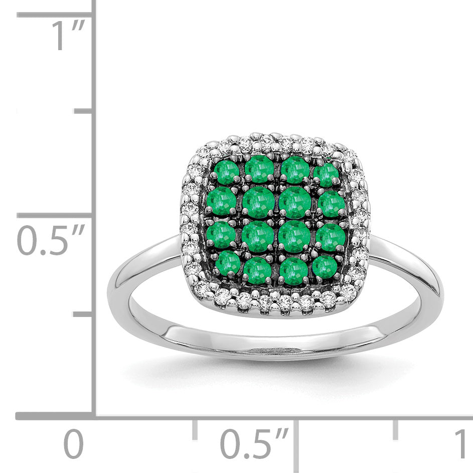 14k White Gold Diamond and Emerald Ring