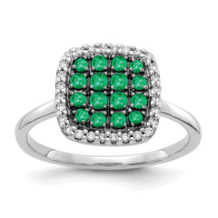 14k White Gold Diamond and Emerald Ring