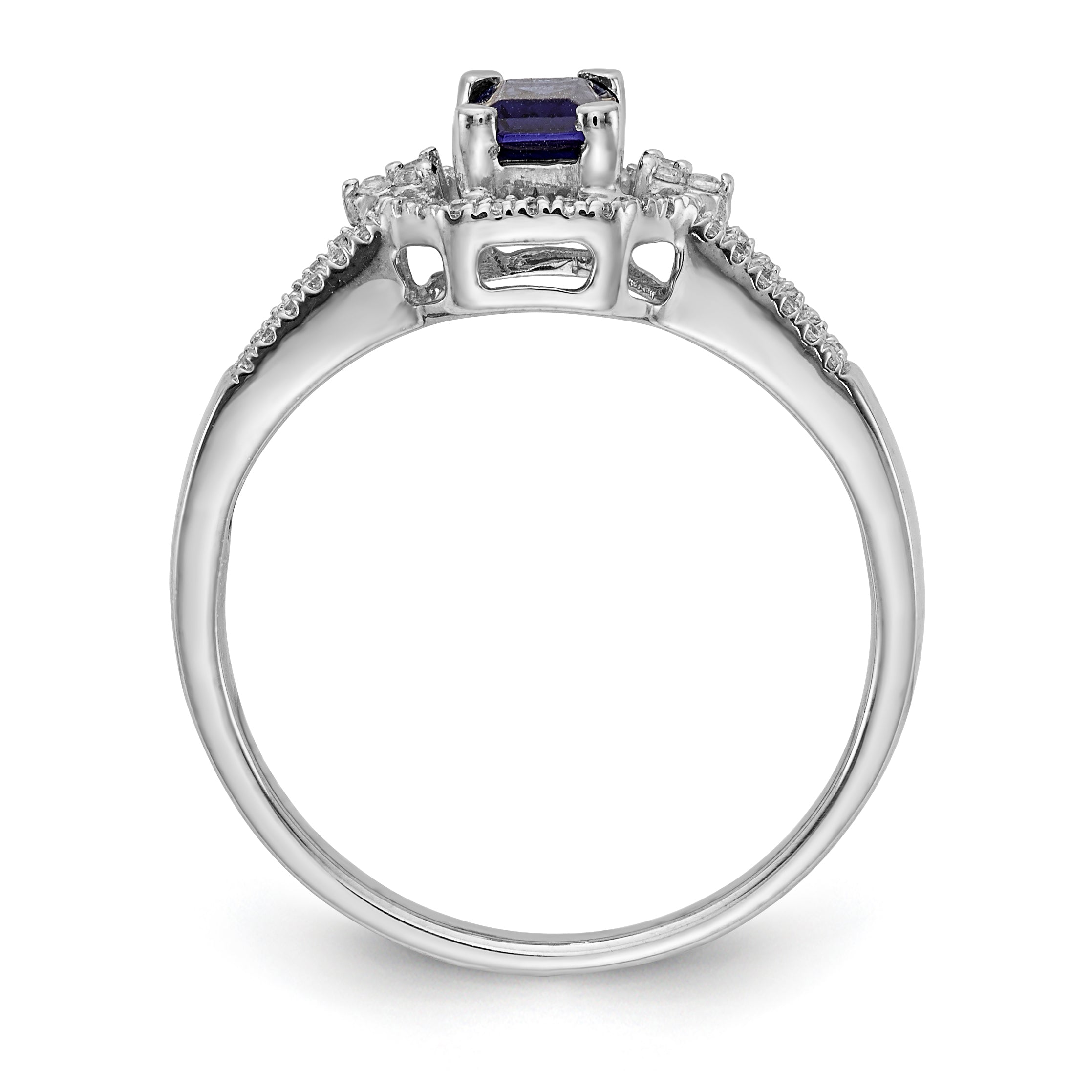 14k White Gold Diamond and Sapphire Ring