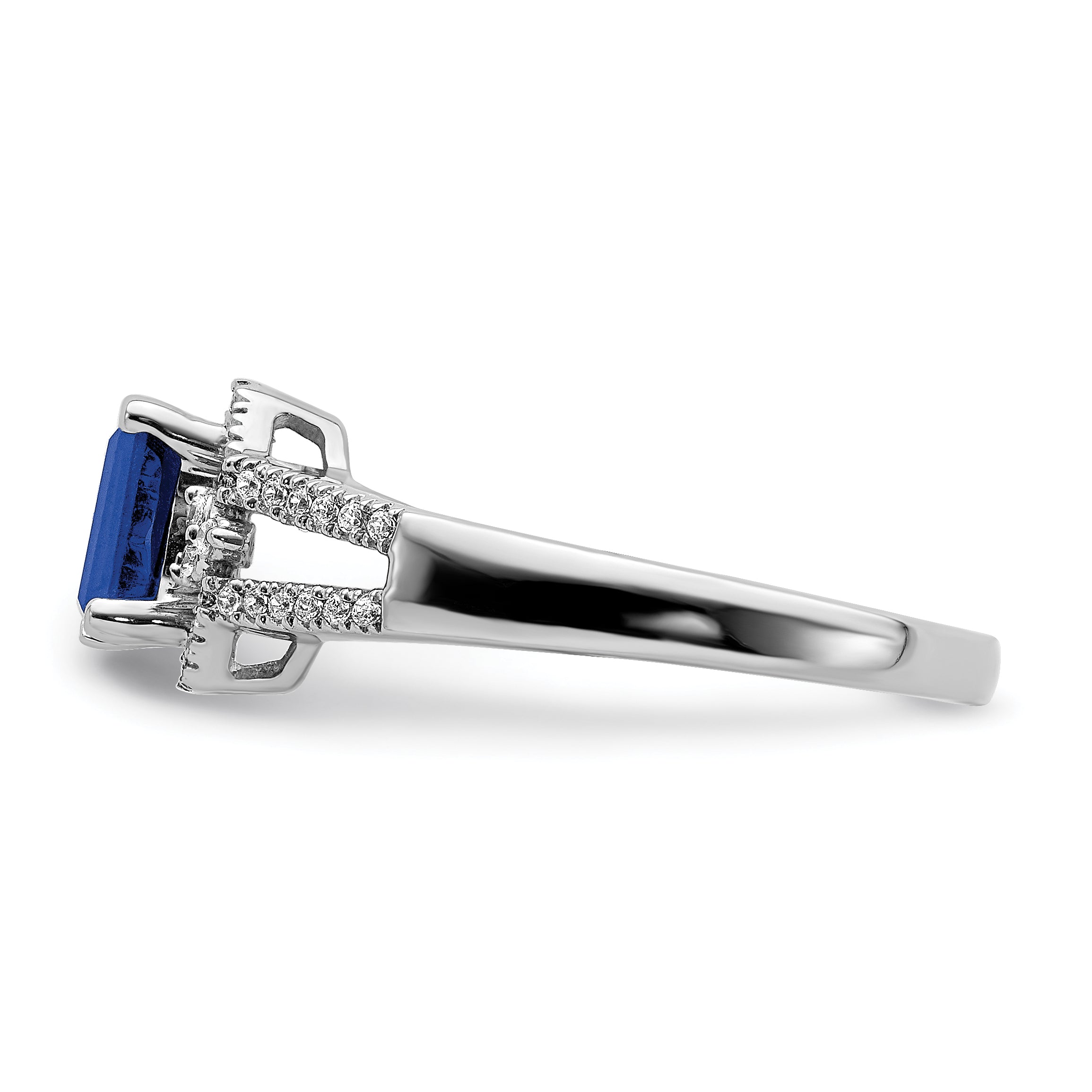 14k White Gold Diamond and Sapphire Ring