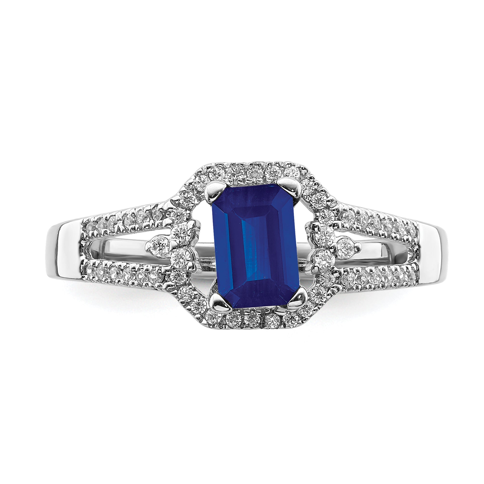 14k White Gold Diamond and Sapphire Ring