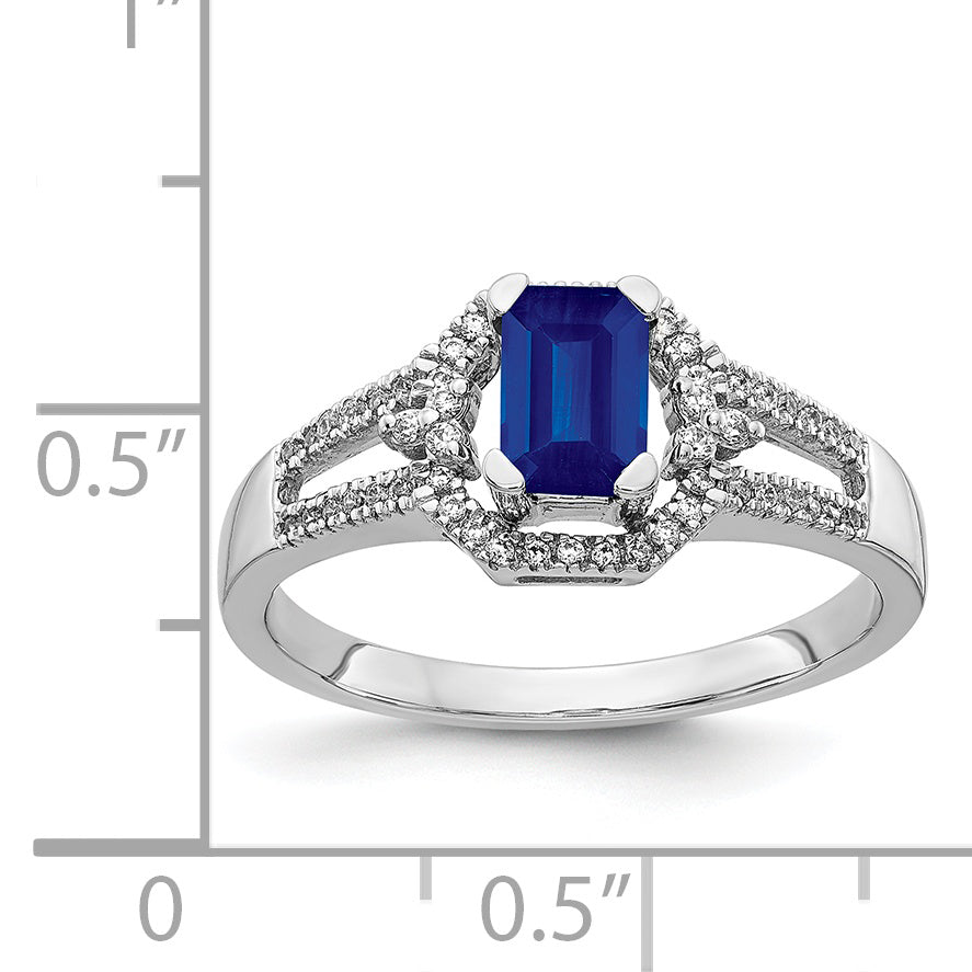 14k White Gold Diamond and Sapphire Ring