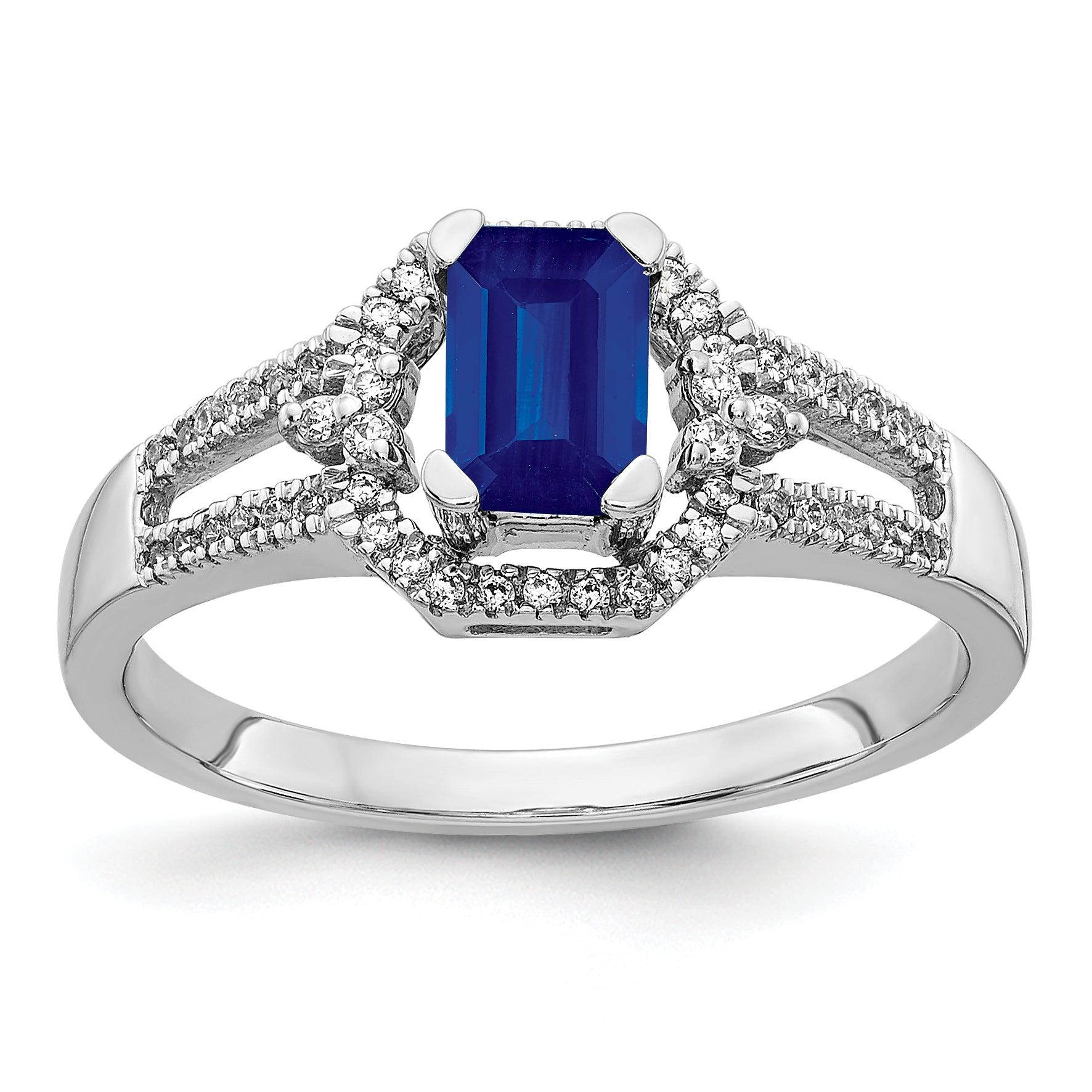 14k White Gold Diamond and Sapphire Ring