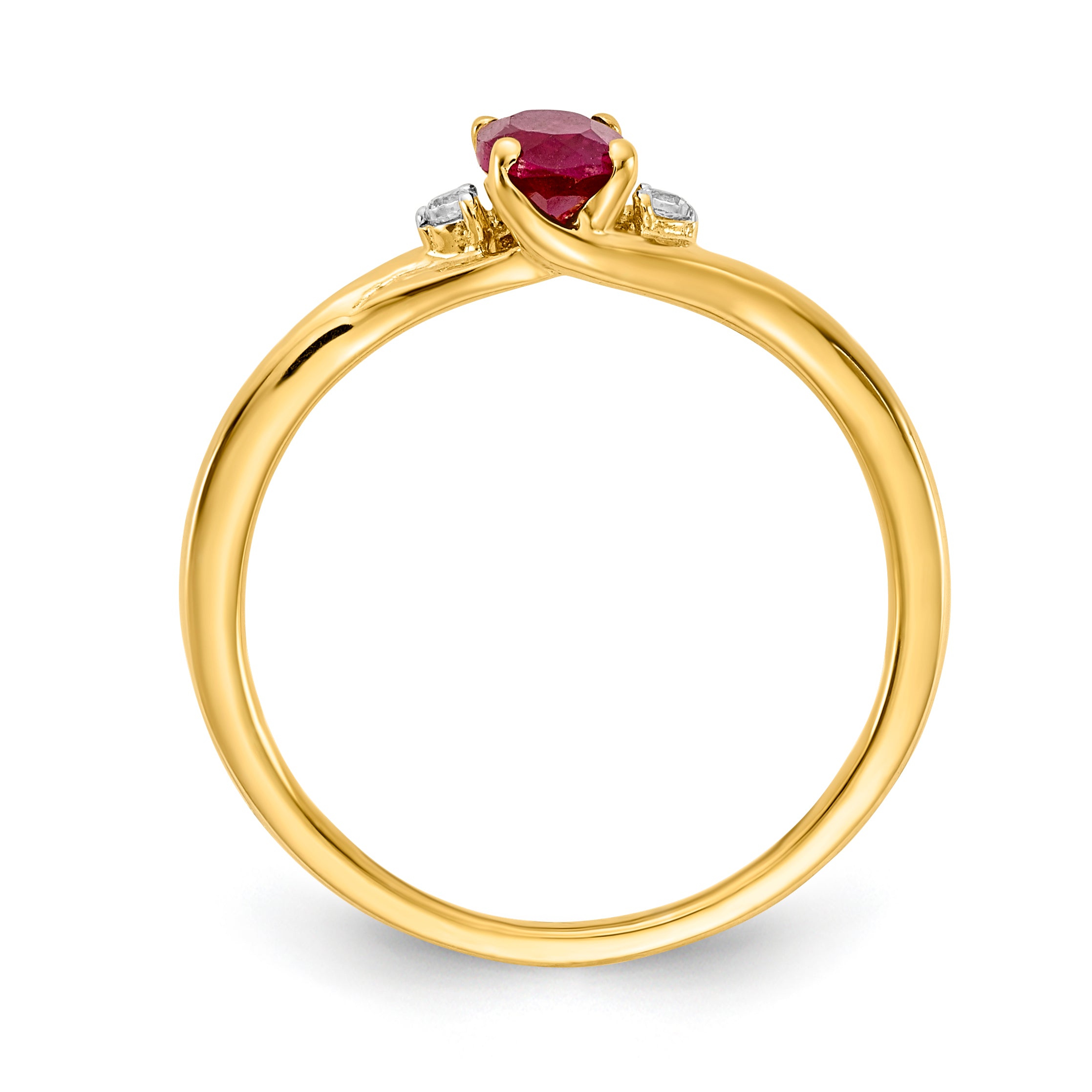 14k Diamond and Oval Ruby Ring