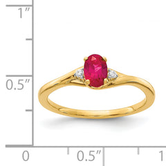 14k Diamond and Oval Ruby Ring