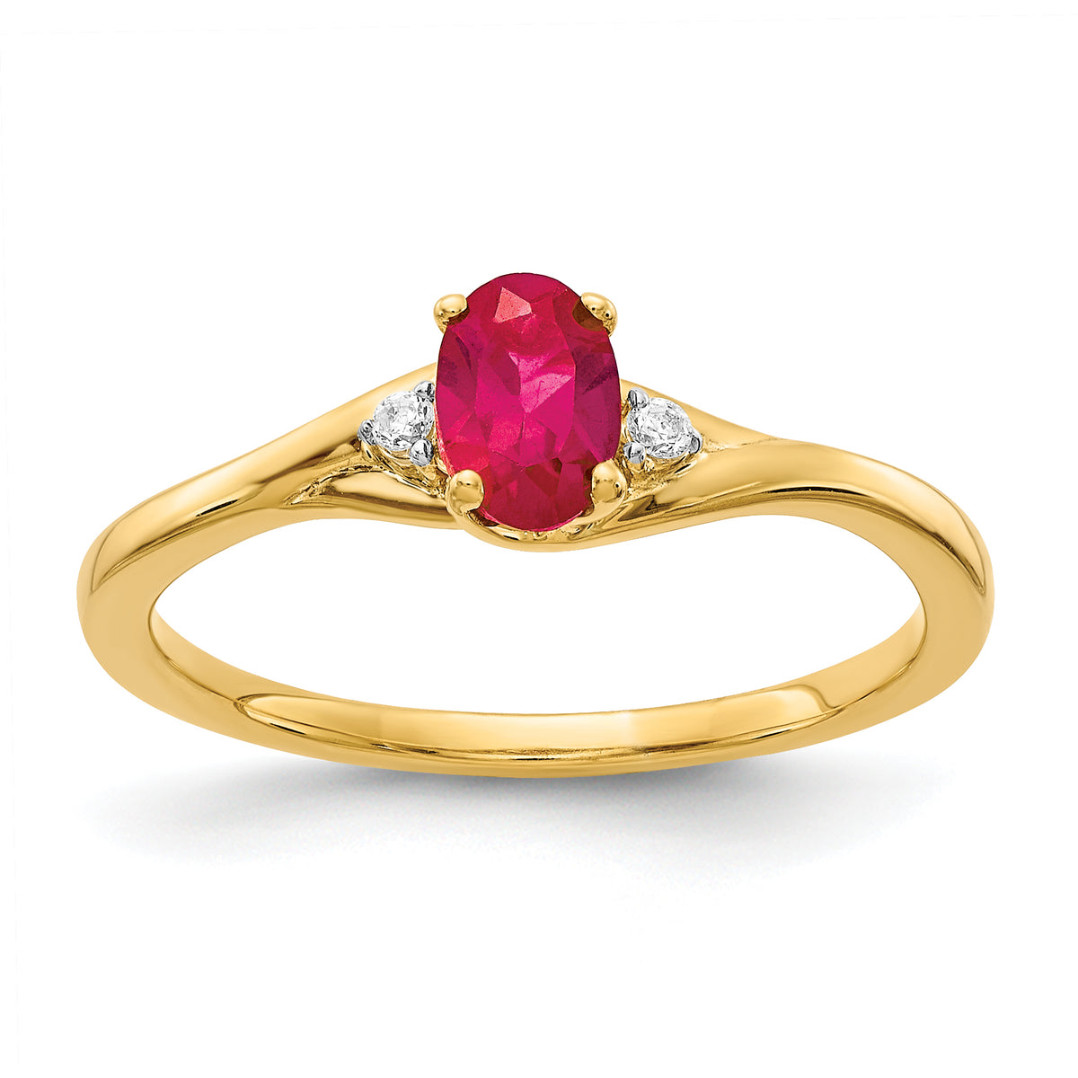 14k Diamond and Oval Ruby Ring