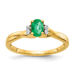 10K Diamond and Oval Emerald Ring