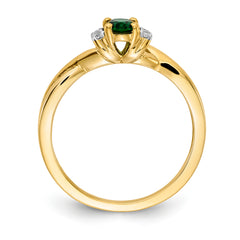 14k Diamond and Oval Emerald Ring