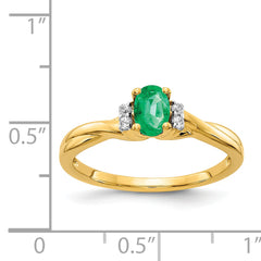 14k Diamond and Oval Emerald Ring